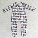 Tractors baby boy footed zip coverall