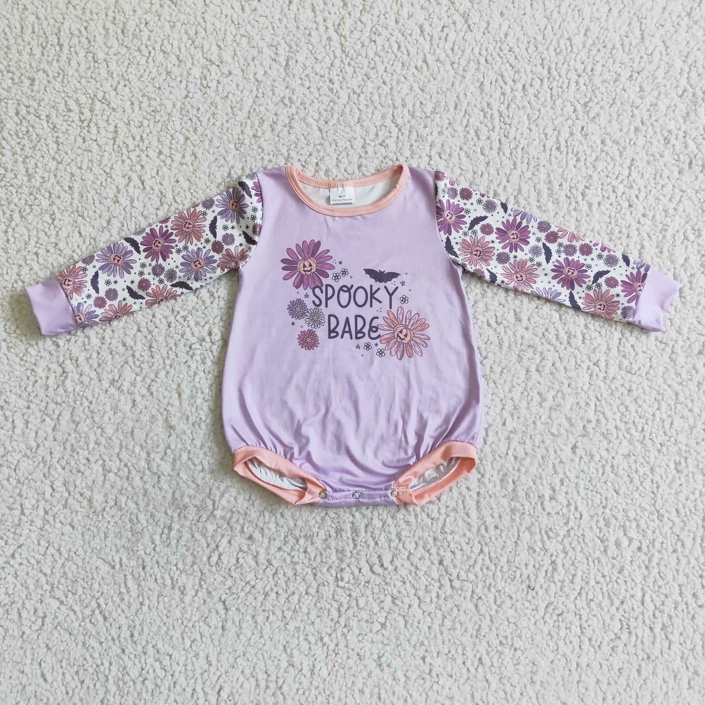 Spooky babe pumpkin floral baby girls Halloween romper