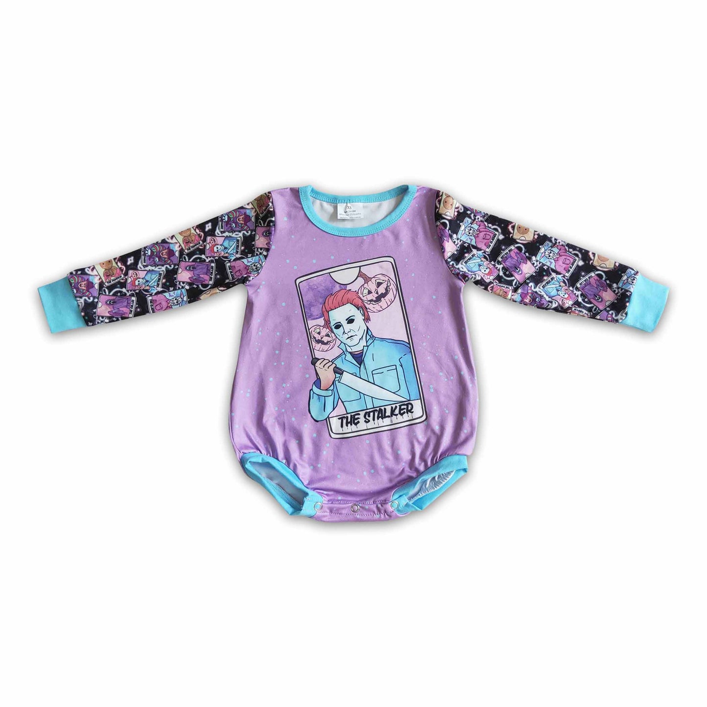 Pumpkin purple blue baby girls Halloween romper