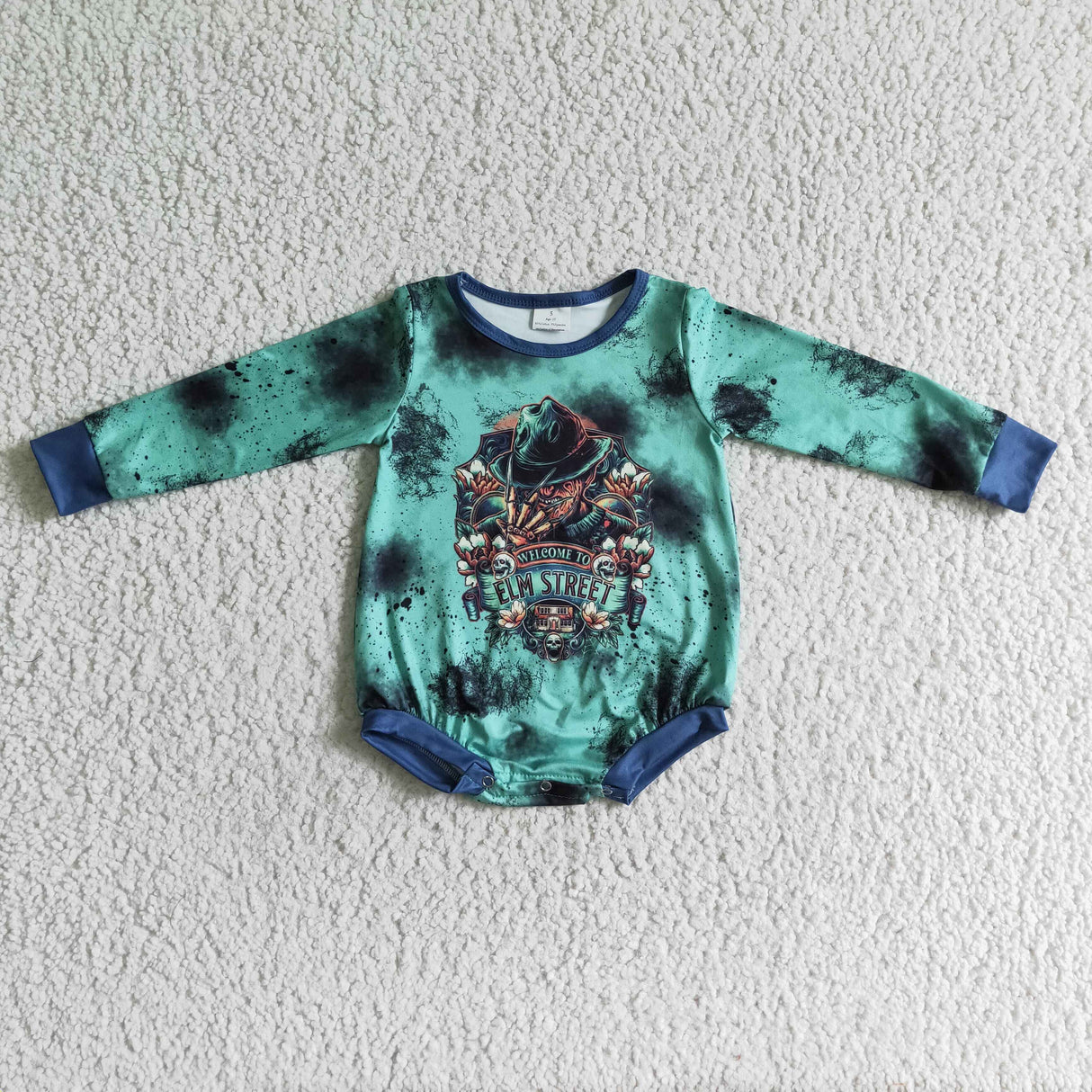 Welcome to street skull baby girls Halloween romper