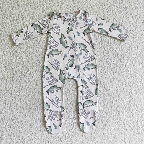 Fishing long sleeve baby footed zip coverall