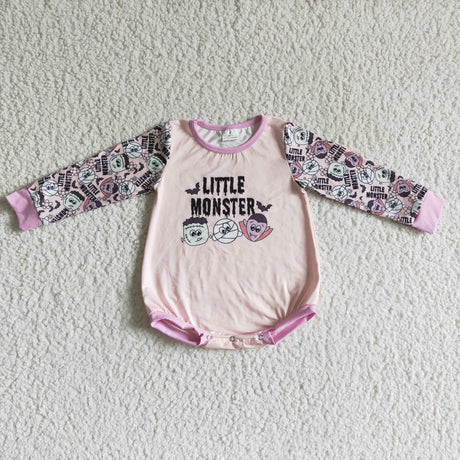 Little monster long sleeves baby girls Halloween rompers