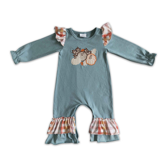 Pumpkin embroidery long sleeve cotton baby fall romper