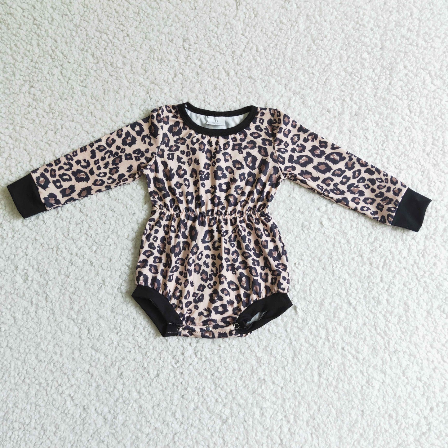 Long sleeves leopard baby girls fall romper