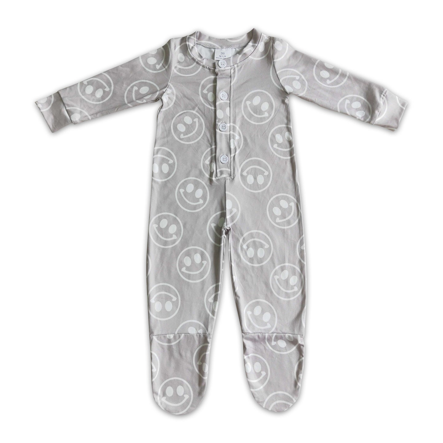 Smile long sleeve baby footed snaps coverall
