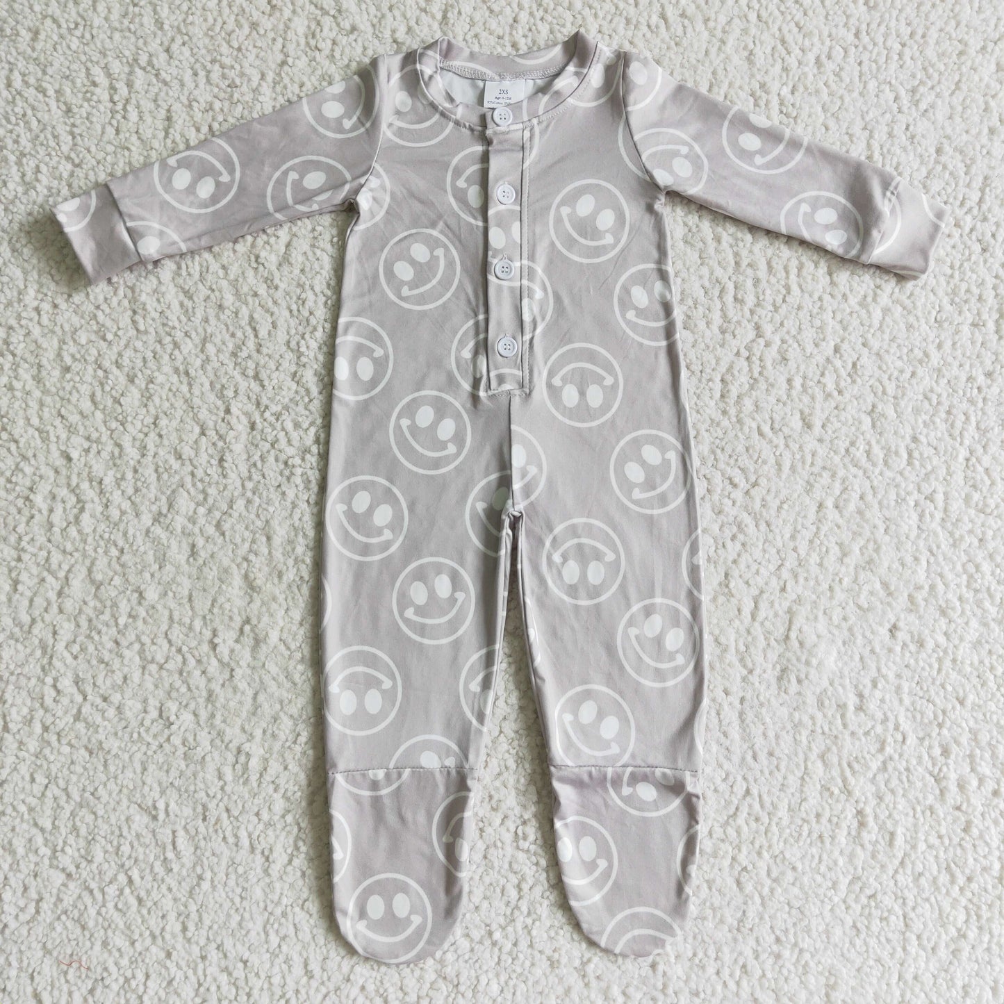 Smile long sleeve baby footed snaps coverall