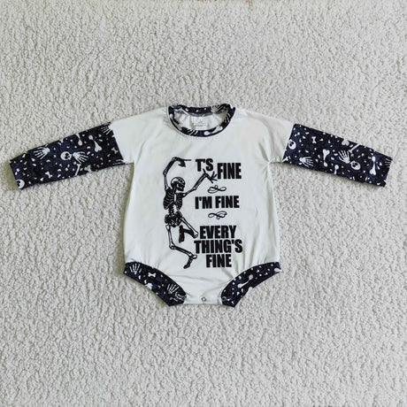 Everything's fine skull baby girls Halloween romper