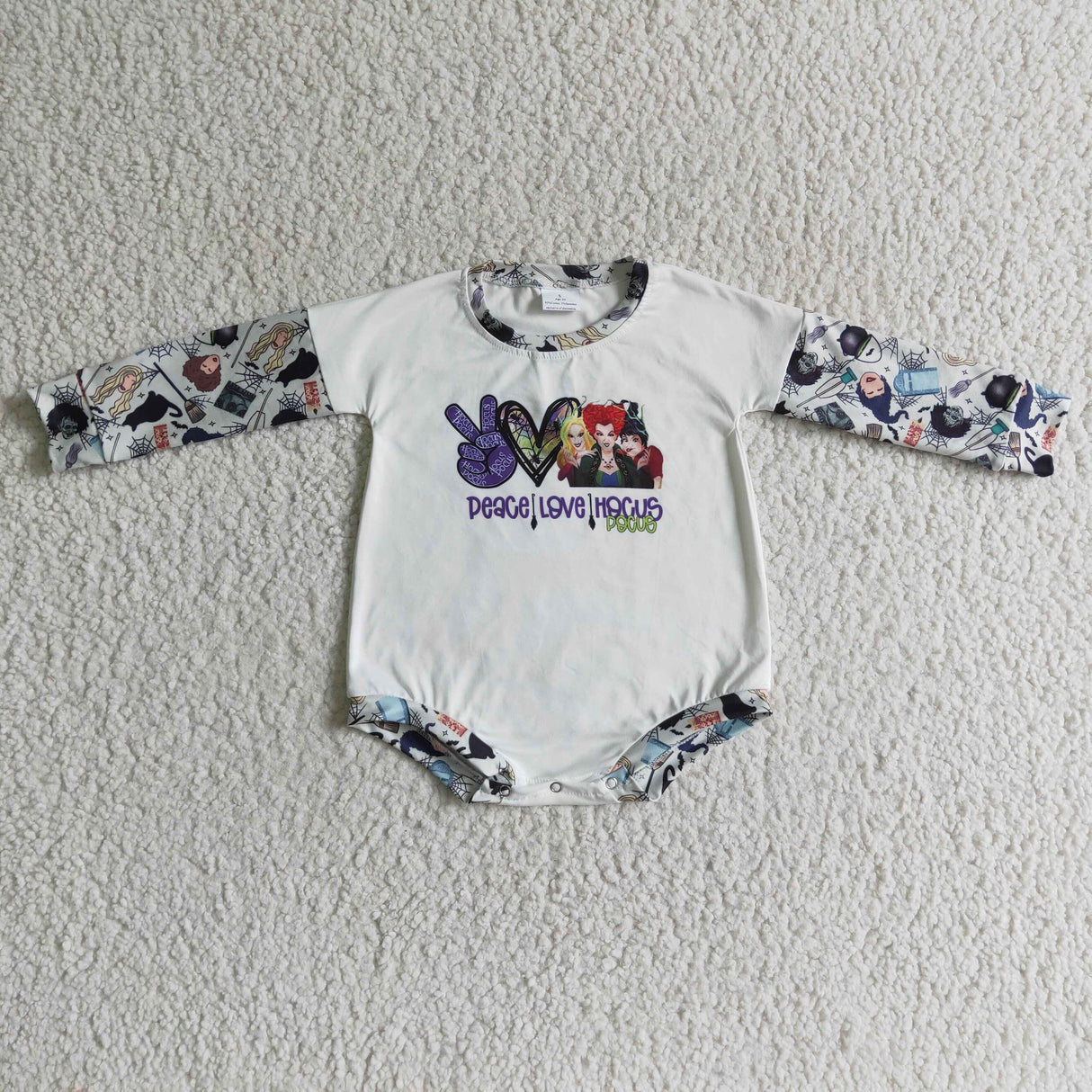 Peace love witches long sleeves baby girls Halloween romper