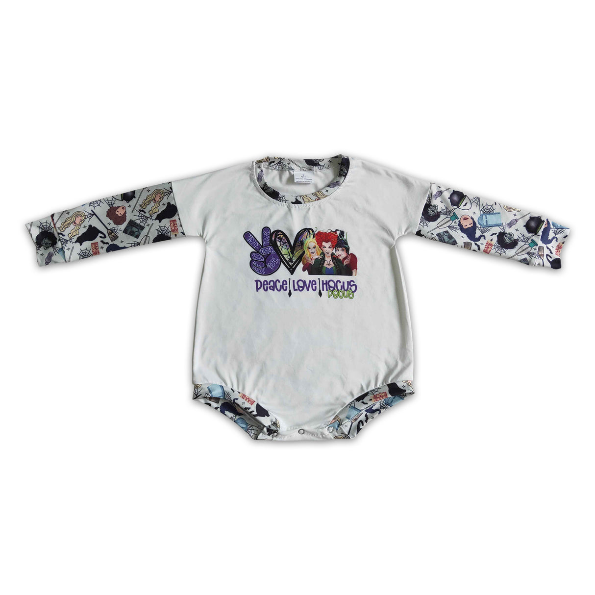 Peace love witches long sleeves baby girls Halloween romper