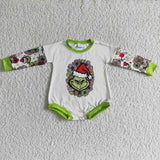 Green face floral kids baby Christmas romper