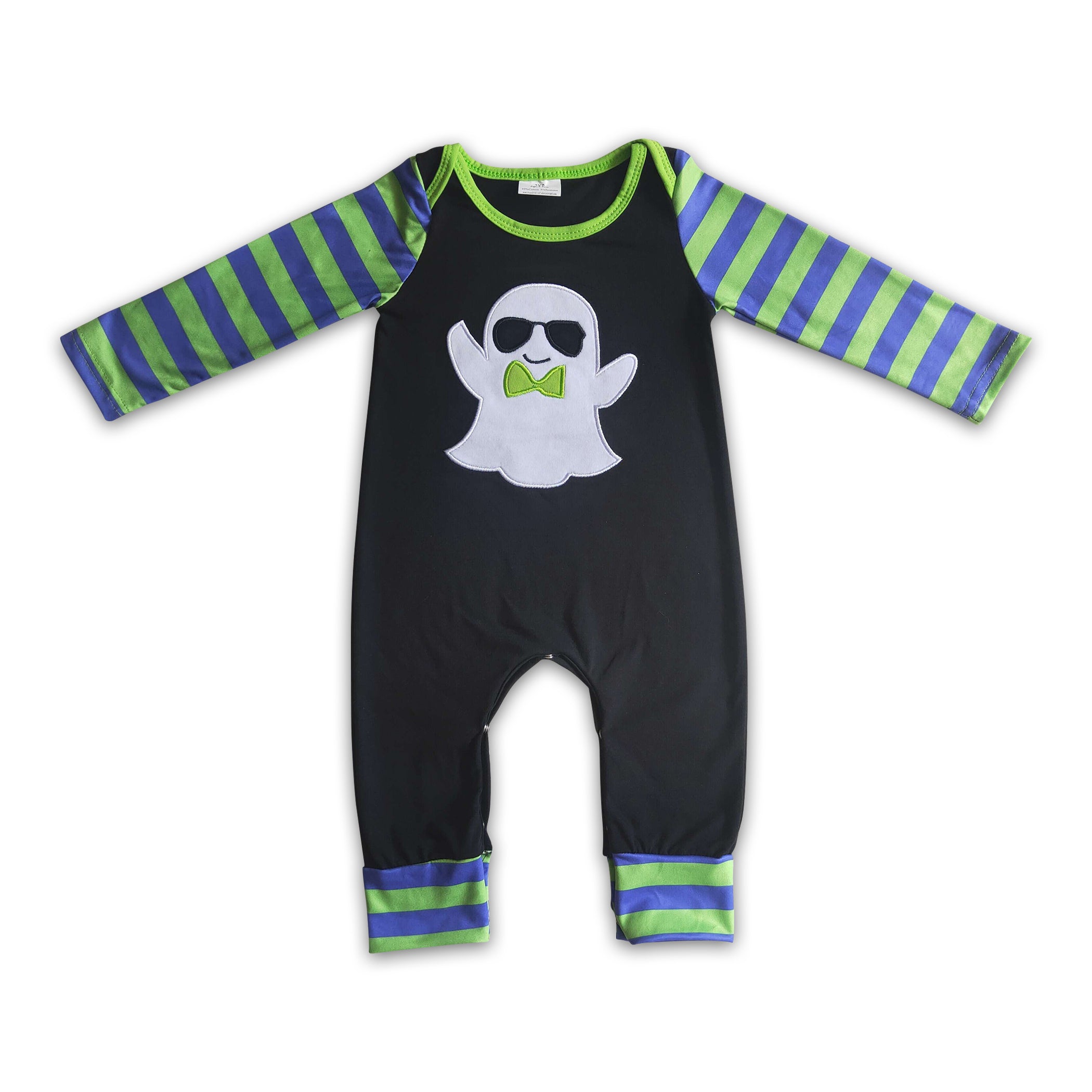 Black ghost long sleeve baby boy Halloween romper Yawoo Garments