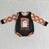 Hey boo ghost long sleeves baby Halloween romper