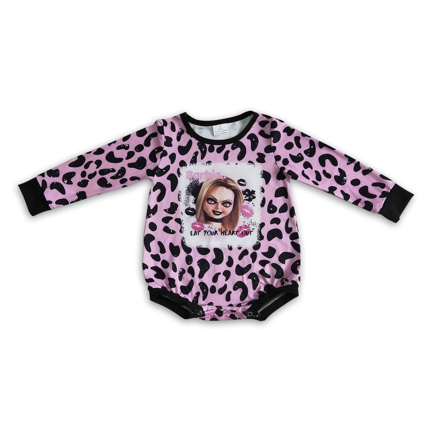 Eat your heart leopard baby girls Halloween romper