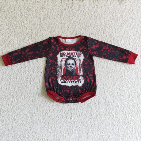 Walks faster red black long sleeve baby Halloween romper