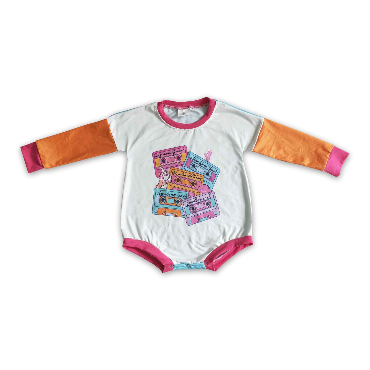 Music tape songs baby girls romper