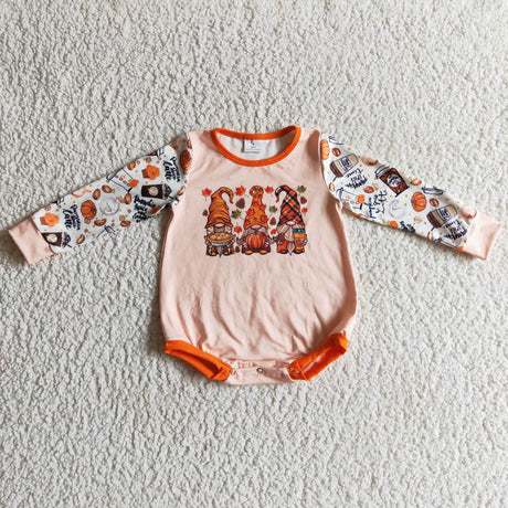 Pumpkin gnomies baby girls fall rompers