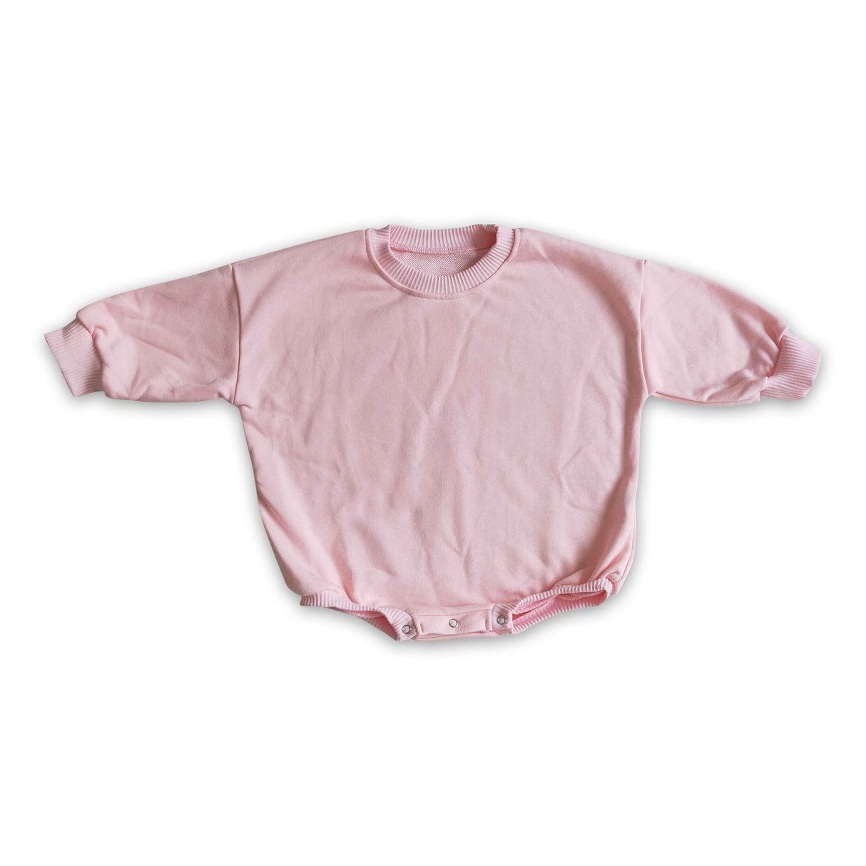 Pink cotton long sleeves baby girls sweater romper