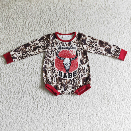 Skull cow babe long sleeves baby romper