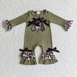 Christmas tree embroidery olive cotton baby Christmas romper