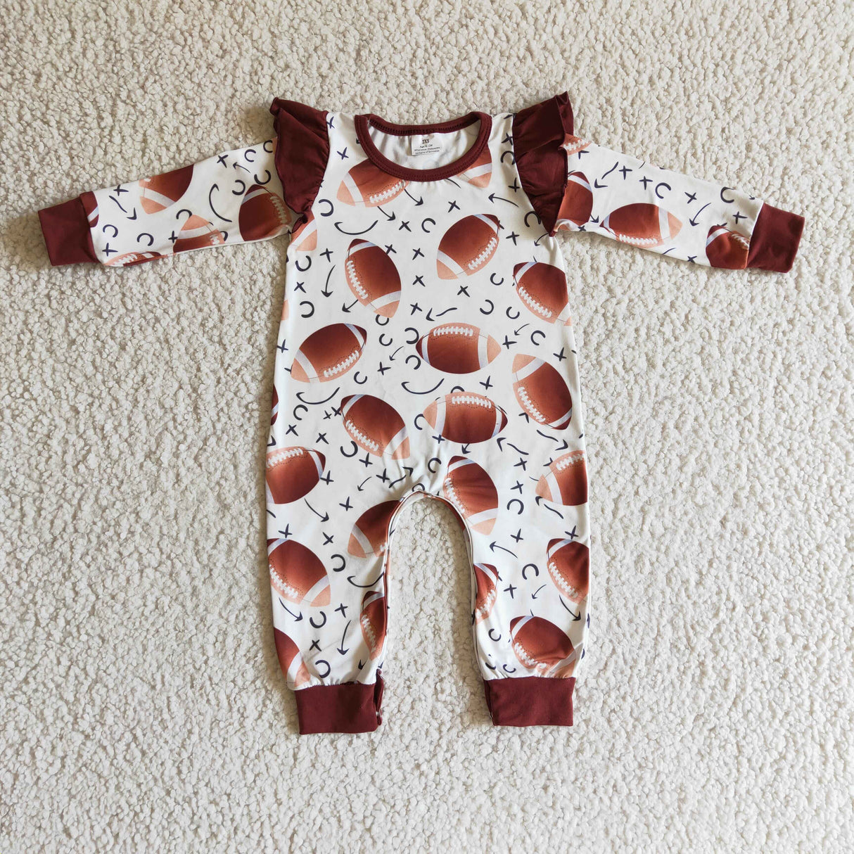 Football long sleeves baby girls team romper