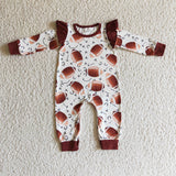 Football long sleeves baby girls team romper