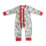 Biscuit milk long sleeves ruffle baby Christmas romper