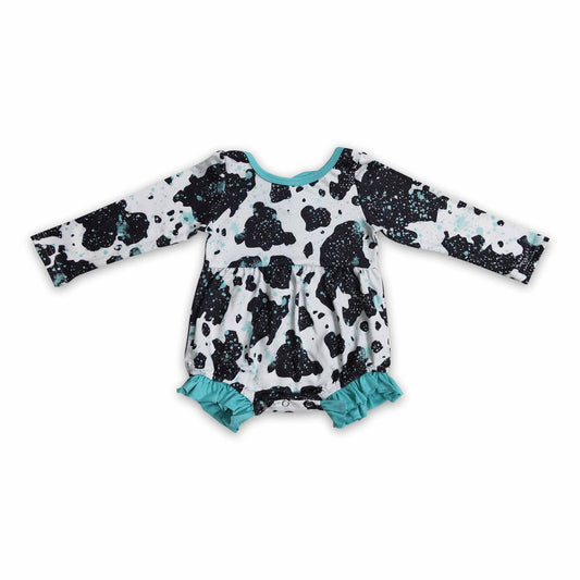 Cow bow long sleeves baby girls romper