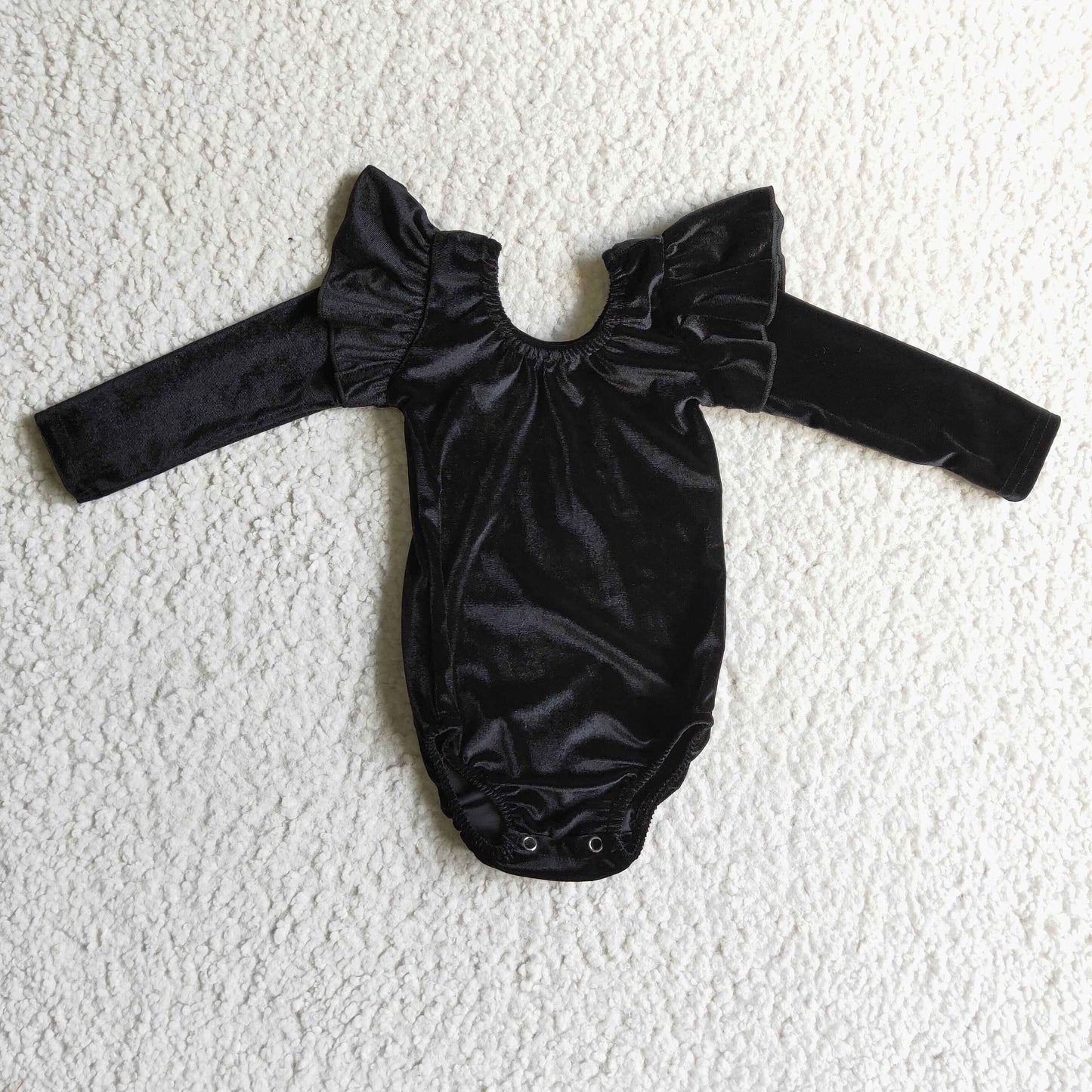 Black velvet long sleeves romper baby girls leotard