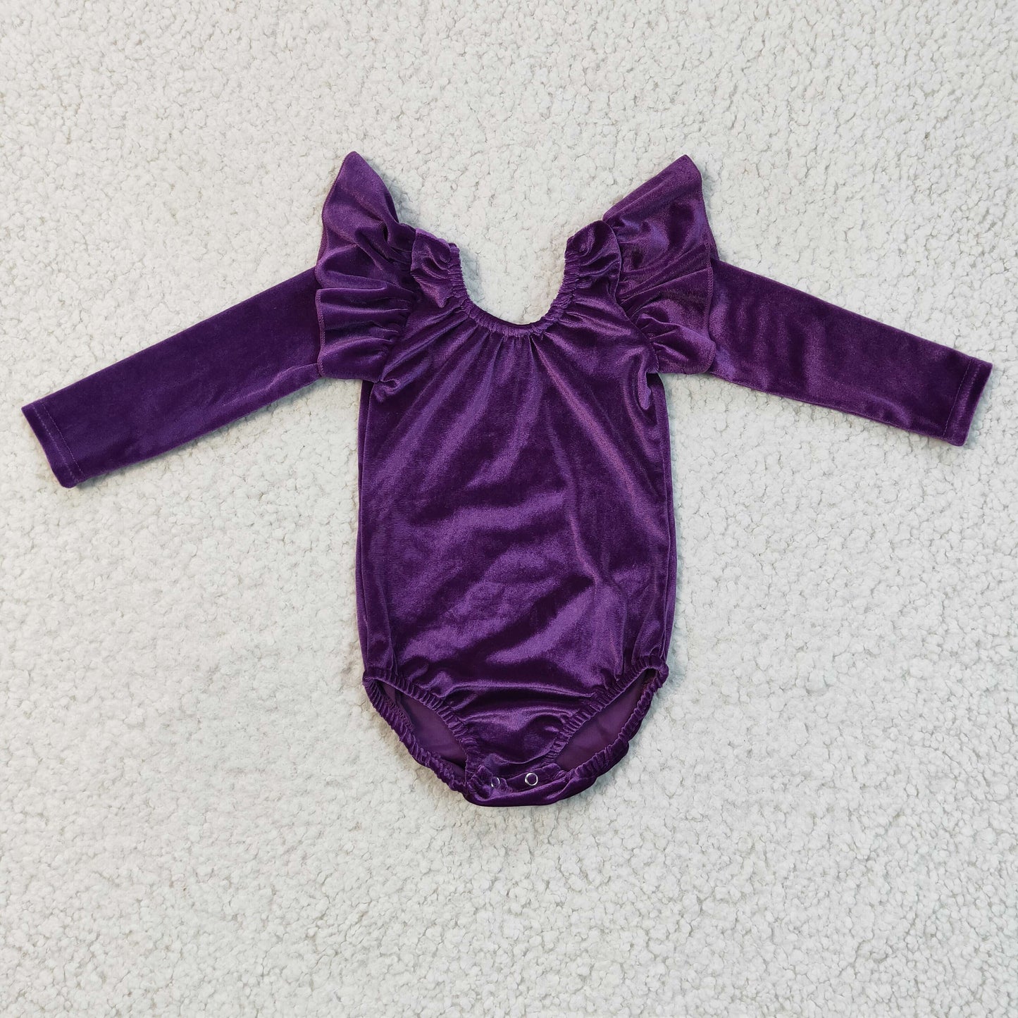 Purple velvet long sleeves romper baby girls leotard