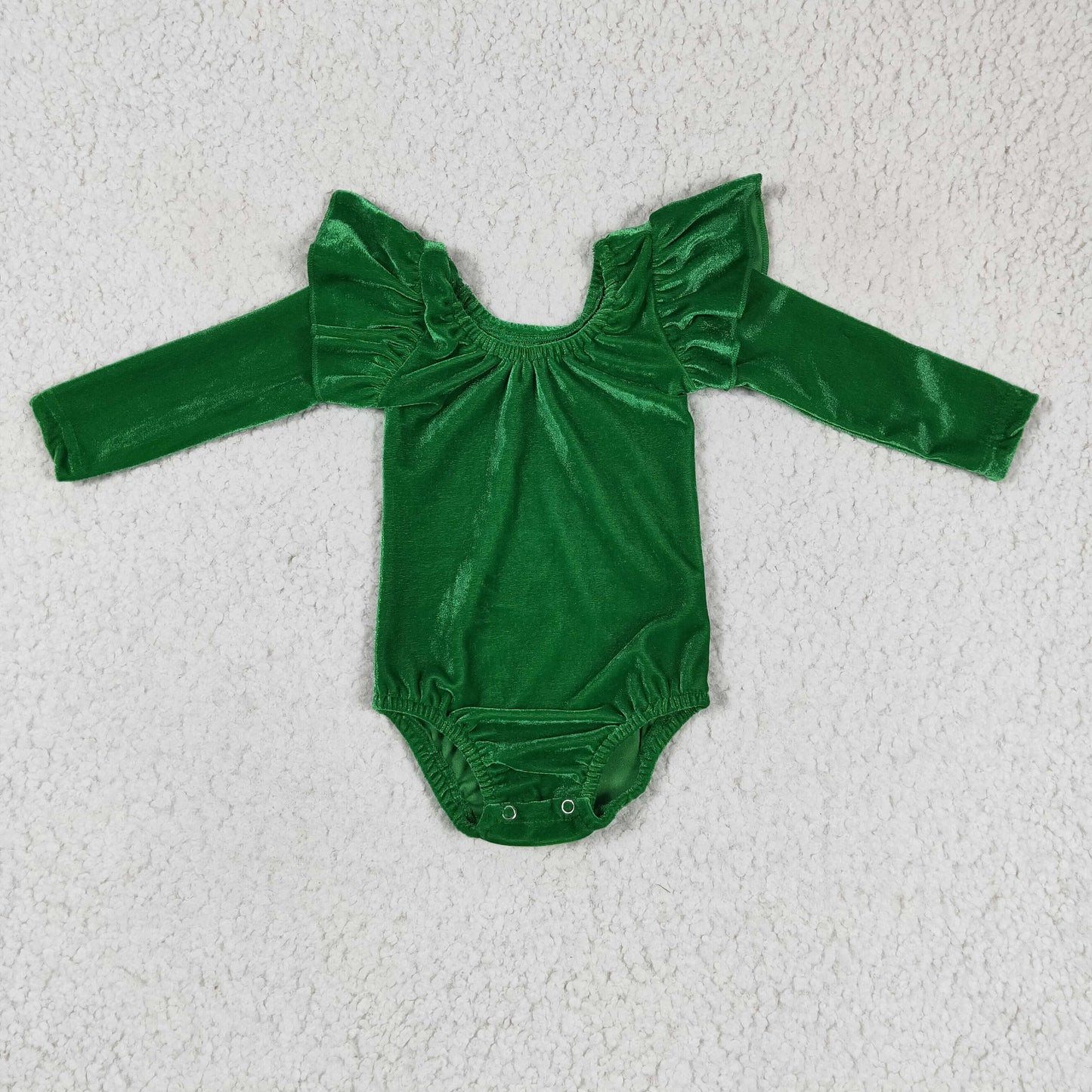 Green velvet long sleeves romper baby girls leotard