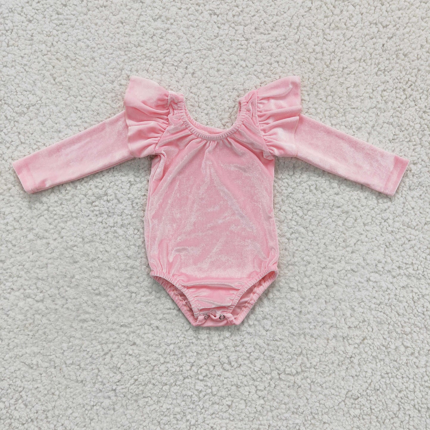 Pink velvet long sleeves romper baby girls leotard