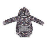 Leopard cow camo long sleeves hoodie baby kids romper