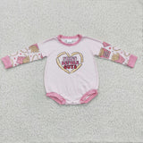 Fries heart pink baby girls Valentine's day romper