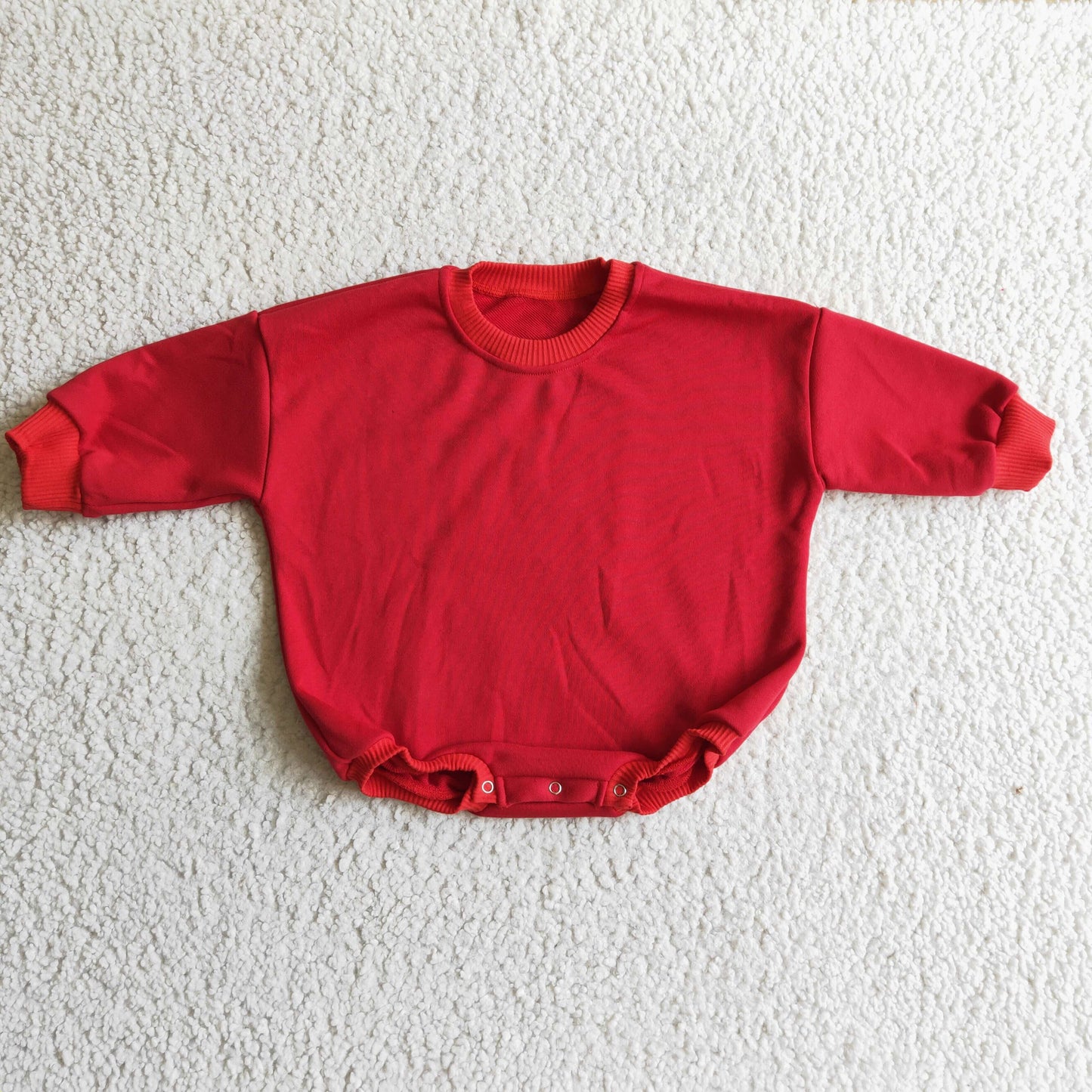 Red cotton long sleeves baby girls sweater romper