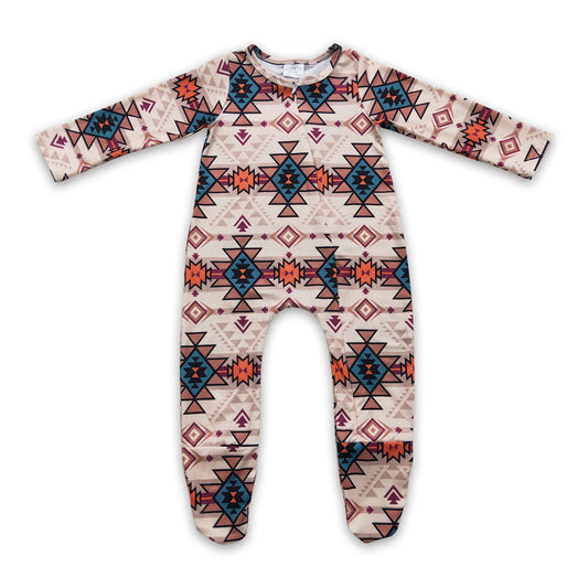 Aztec baby kids western zipper footed coverall