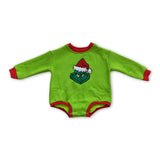Green face long sleeves baby kids Christmas romper