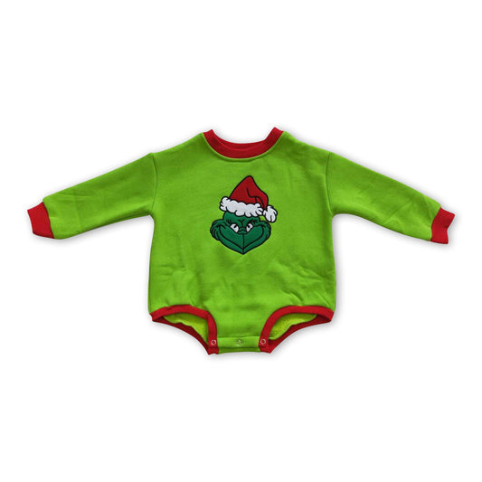 Green face long sleeves baby kids Christmas romper