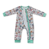 Green face long sleeves zipper baby girls Christmas romper