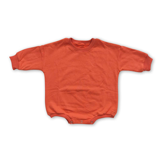 Orange cotton long sleeves baby kids sweat romper