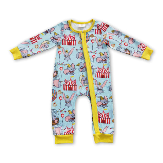 Hot air balloon elephant baby kids zipper romper