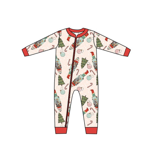 Christmas tree candy cane zipper baby kids romper