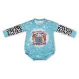 Turquoise happy fall pumpkin leopard baby girls romper