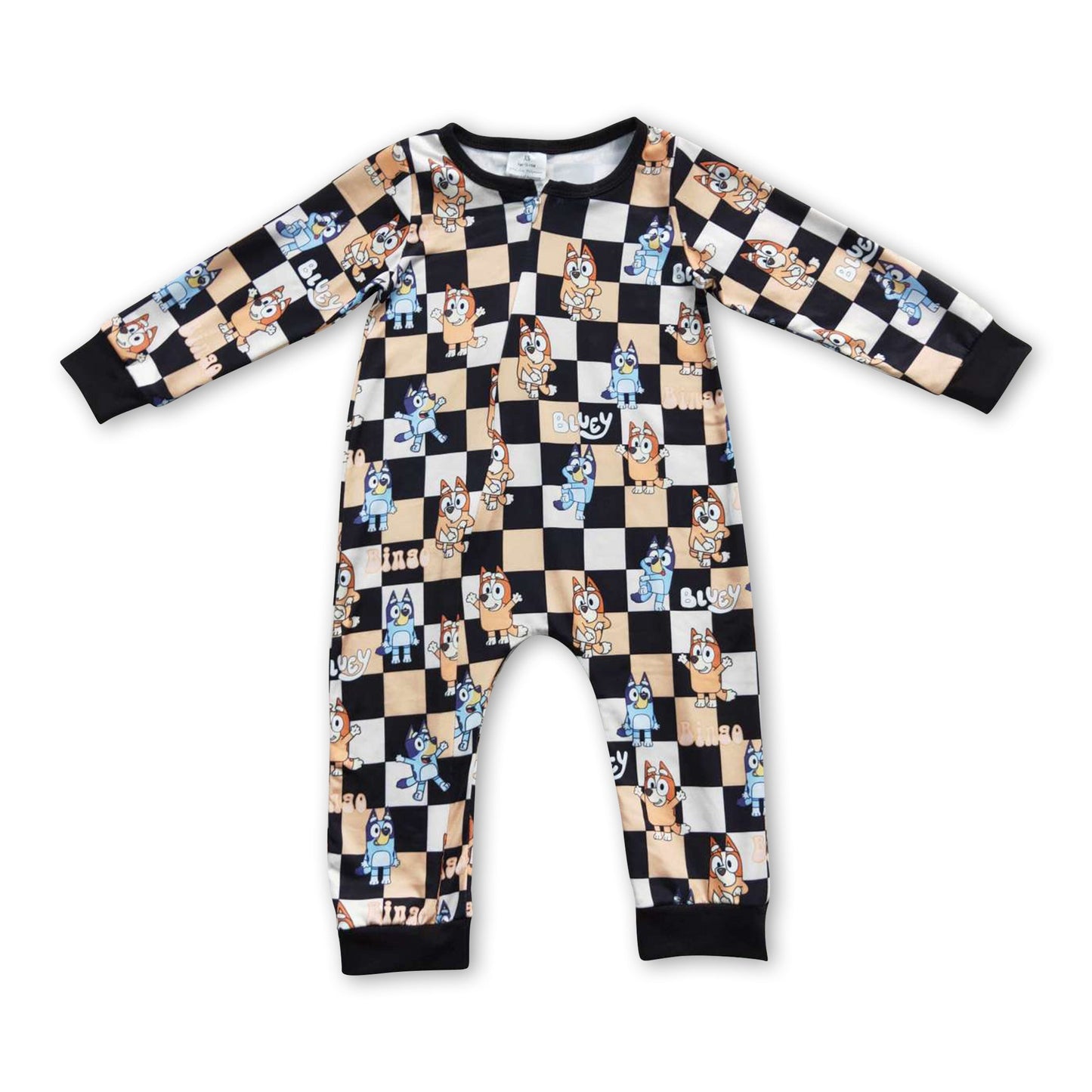 Dogs plaid long sleeves baby kids zipper romper