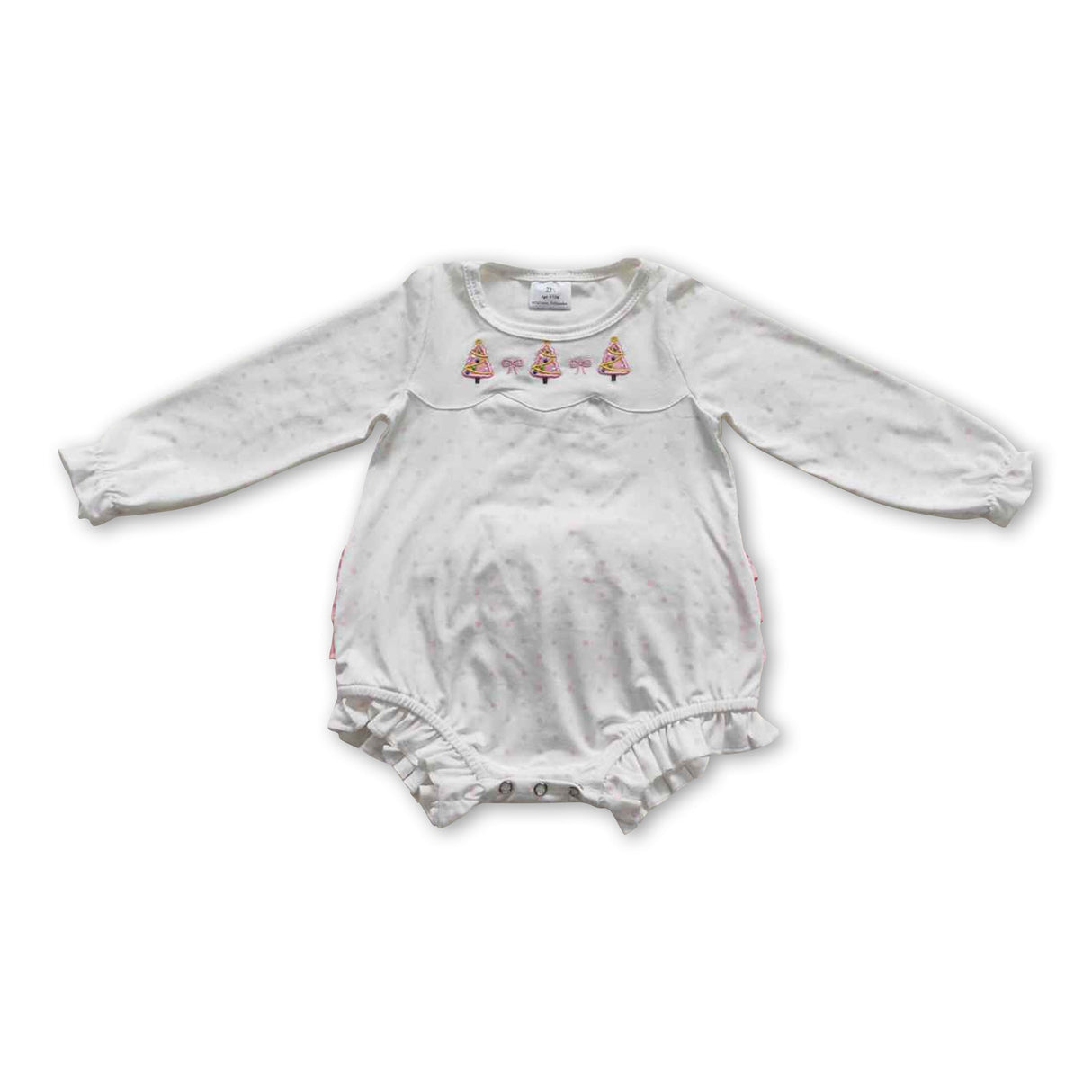 Christmas tree polka dots baby girls romper