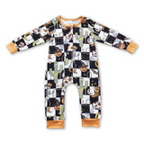 Howdy cactus pumpkin baby kids zipper Halloween romper