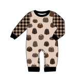 Plaid pumpkin long sleeves baby kids fall romper