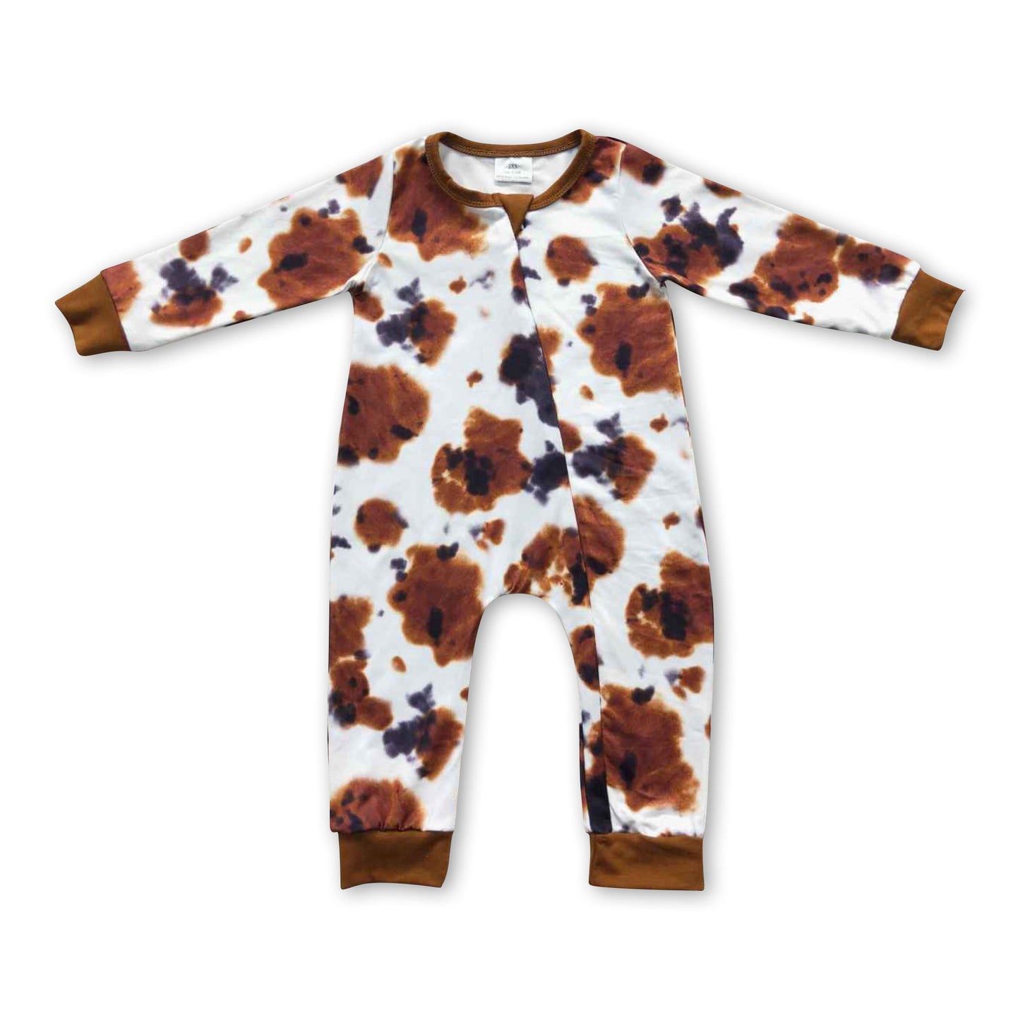 Cow print long sleeves baby kids zipper romper