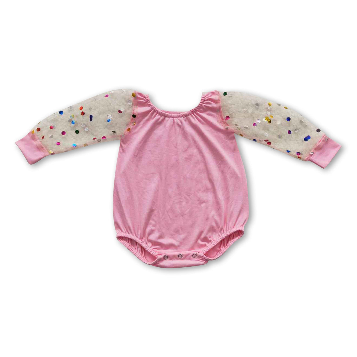 Colorful polka dot tulle pink baby girls romper