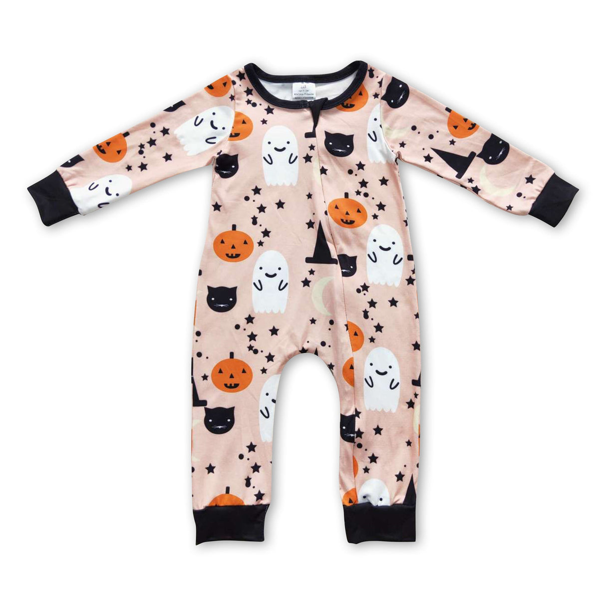 Pumpkin ghost cat baby kids Halloween zipper romper