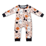 Pumpkin ghost cat baby kids Halloween zipper romper